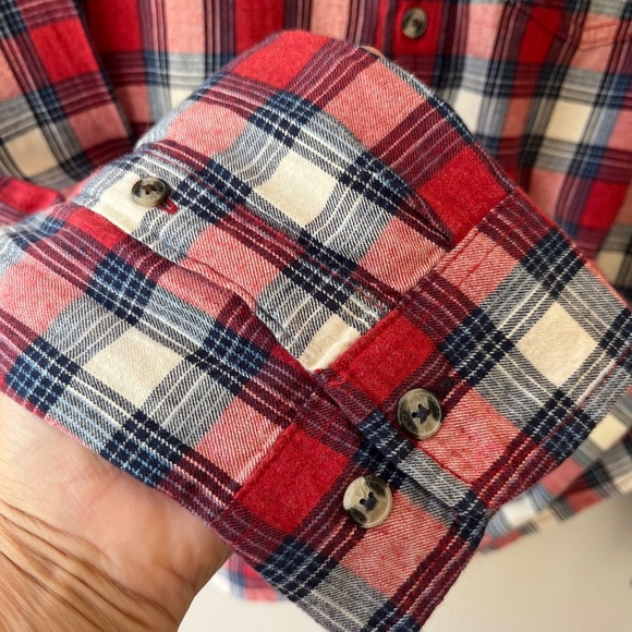 Fat Face Sz L Red Blue Plaid Long Sleeve Pockets Cotton Shirt Top Button Down - Picture 4 of 7